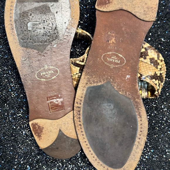 Prada Women's Gold and Brown Sandals - Picture 13 of 17